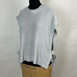 NEW Wishlist Sweater Vest Side Ties Pale Blue Sz Large Knit Sleeveless